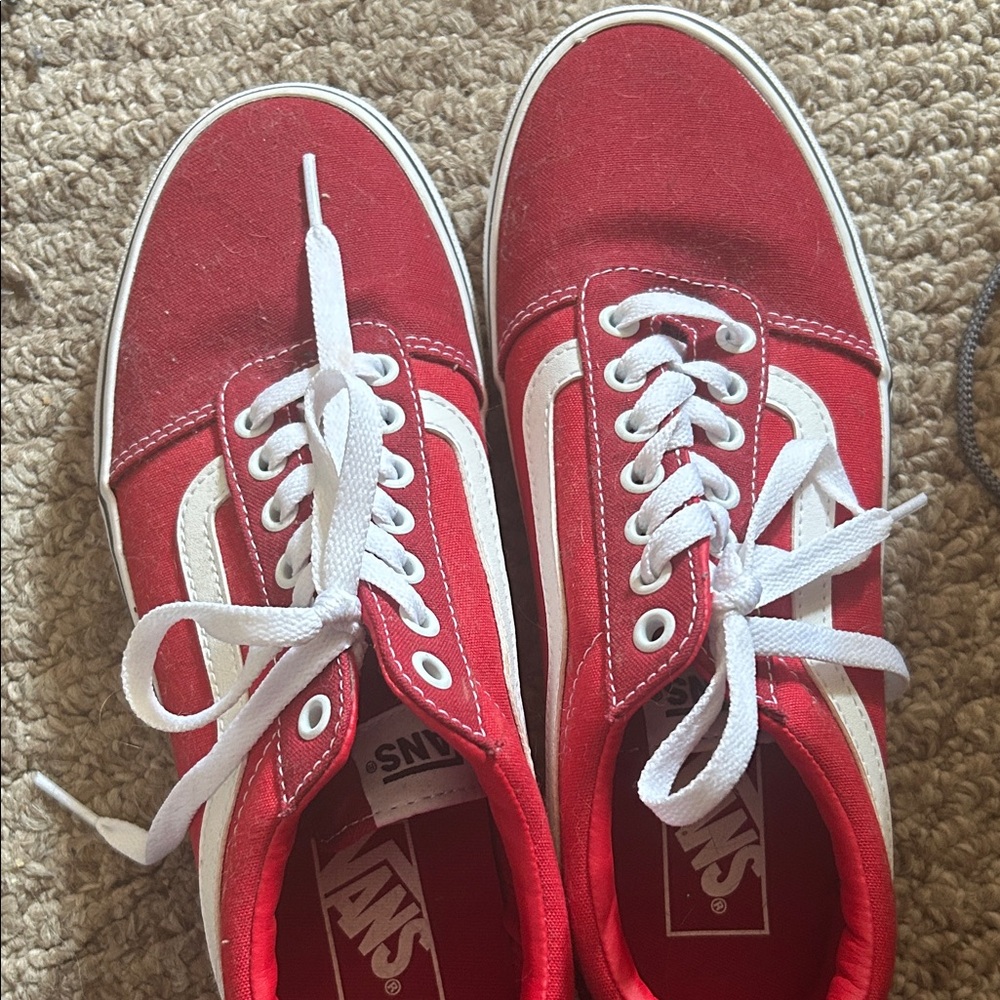 Vans Classic Red and White Canvas Shoes